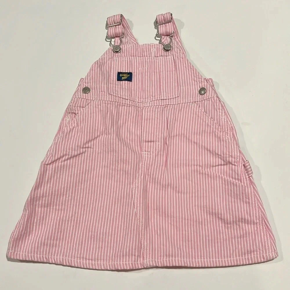Oshkosh- pink/white 24 month overalls dress‎